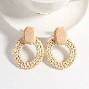 Rattan Weaved Wooden Boho Earrings